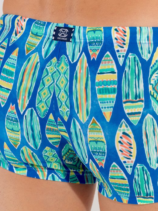 HOM Herren Badehose Marcello – Slip Aus Lycra Mit Urlaubs-Motiven, Schnelltrocknend & Bequem