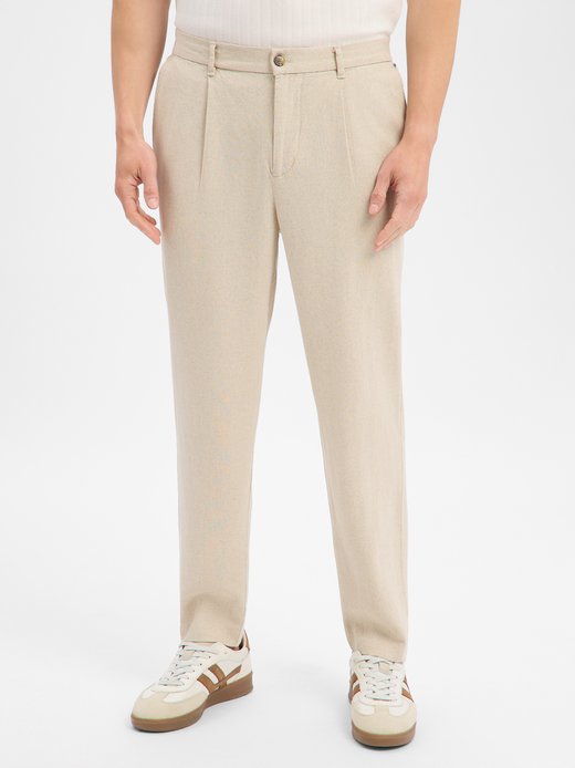 Herren Bundfaltenhose mit Leinen-Anteil - Gardenia