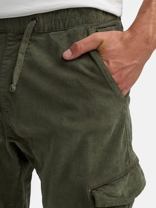 Indicode Heren Walker Cargo Pants | Cargobroek van corduroy stretch Black L