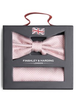Artikelbild Herren Fliege und Einstecktuch aus Seide von Finshley & Harding London in rosa strukturiert