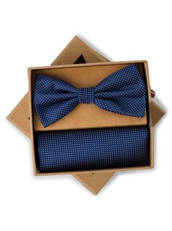 Artikelbild Herren Fliege und Einstecktuch aus Seide von Finshley & Harding London in indigo gepunktet