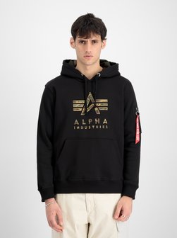 Artikelbild Herren Kapuzensweatshirt von Alpha Industries in schwarz bedruckt