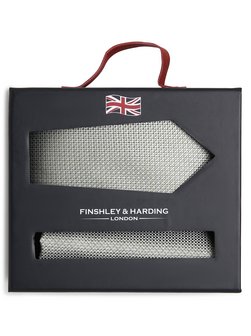 Artikelbild Herren Krawatte und Einstecktuch aus Seide von Finshley & Harding London in lind strukturiert
