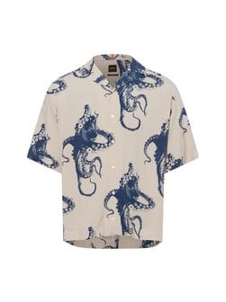 Artikelbild Herren Kurzarm-Freizeithemd - Lapisy von BOSS Orange in beige marine gemustert