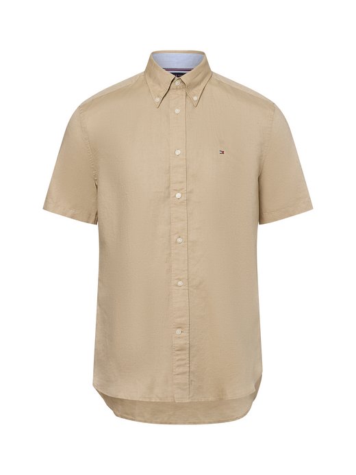 Herren Kurzarm-Hemd mit Leinen-Anteil