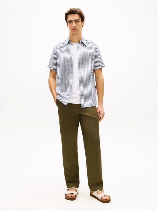 Herren Kurzarmhemd mit Leinen