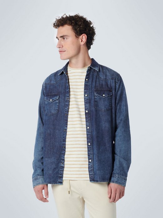 Herren Langärmeliges Denimshirt