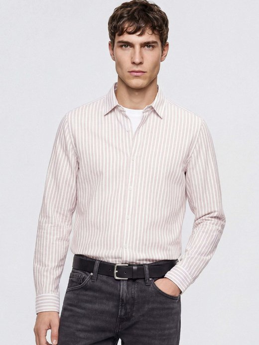 Herren Langarmhemd - Stripe