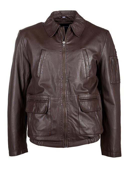 Herren Lederjacke Mit Verschließbaren Brusttaschen