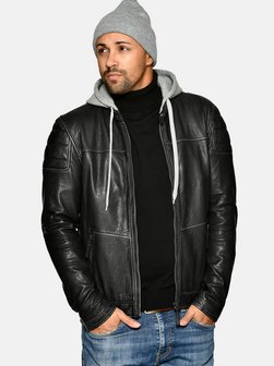 Herren Lederjacke mit Kapuze