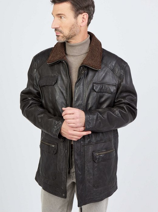 Herren Ledermantel