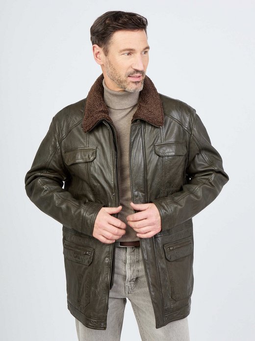 Herren Ledermantel