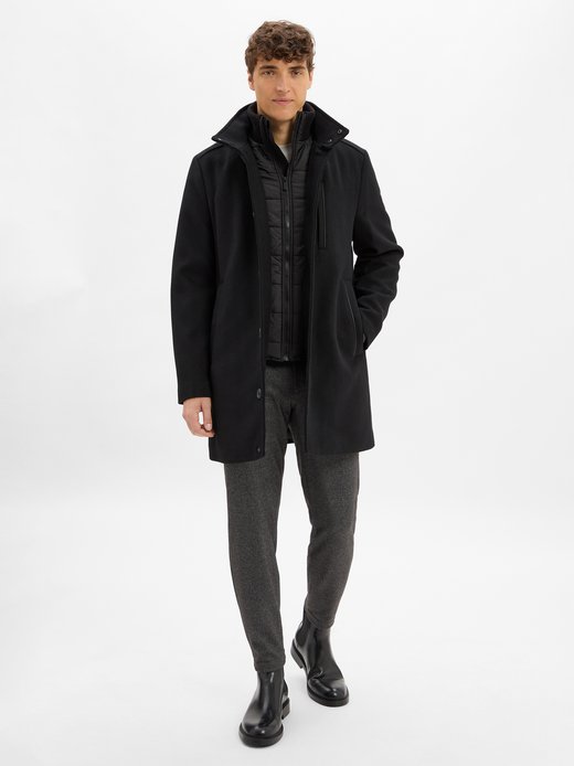TOM TAILOR Herren Wollmantel Mit Abnehmbarer Innenjacke - Eleganter Wintermantel Im Regular Fit
