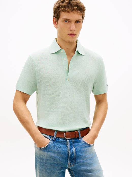 Herren Poloshirt mit Leinen