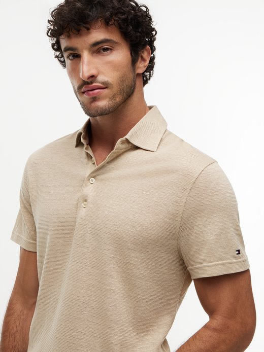 Herren Poloshirt mit Leinen