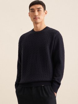 Artikelbild Herren Pullover - Zopfmuster von Seidensticker in blau gemustert