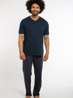 Artikelbild Herren Schlafanzug Organic Cotton von Ammann in marine blau uni