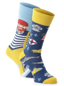 Artikelbild Herren Socken - Fisher´s Tale von Many Mornings in indigo gelb gemustert