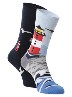Artikelbild Herren Socken - Nordic Lighthouse von Many Mornings in marine hellblau gemustert