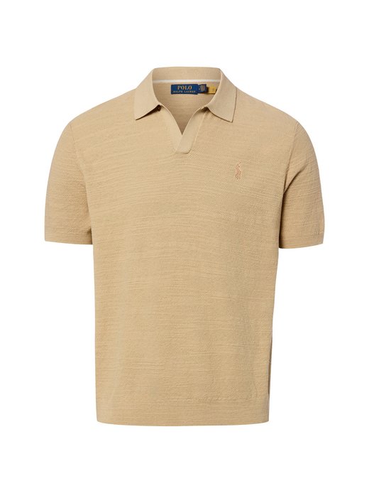 Herren Strick-Poloshirt mit Leinen-Anteil