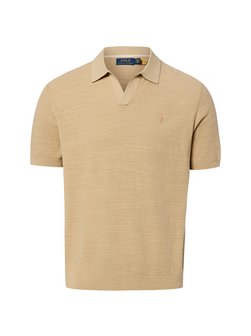 Herren Strick-Poloshirt mit Leinen-Anteil