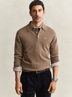 Herren Strickpoloshirt aus Lammwolle