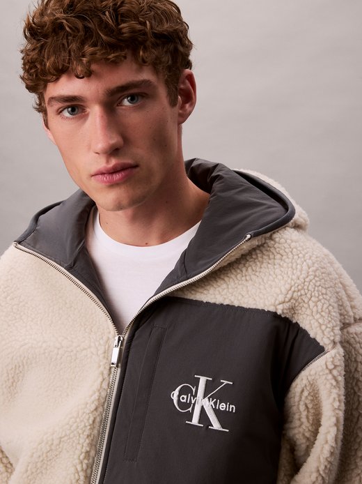 Herren Teddyfell-Kapuzenjacke