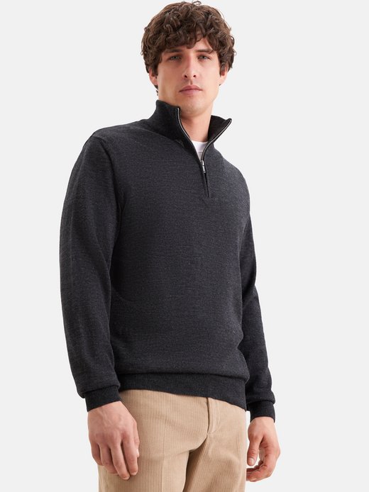 Herren Troyer-Wollpullover - Regular Fit
