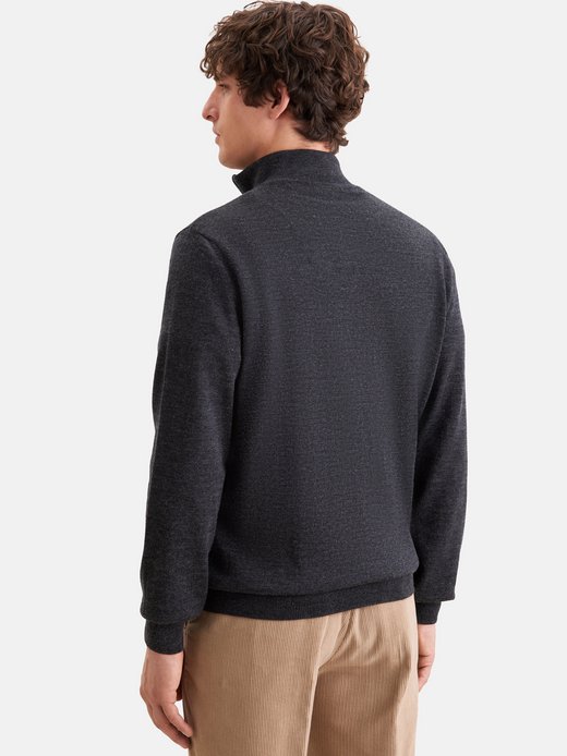 Herren Troyer-Wollpullover - Regular Fit