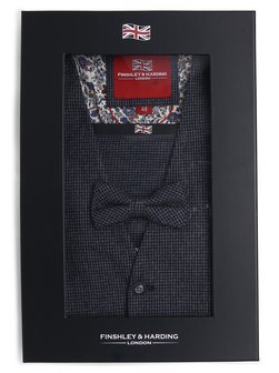 Artikelbild Herren Weste mit Fliege und Einstecktuch von Finshley & Harding London in marine kariert
