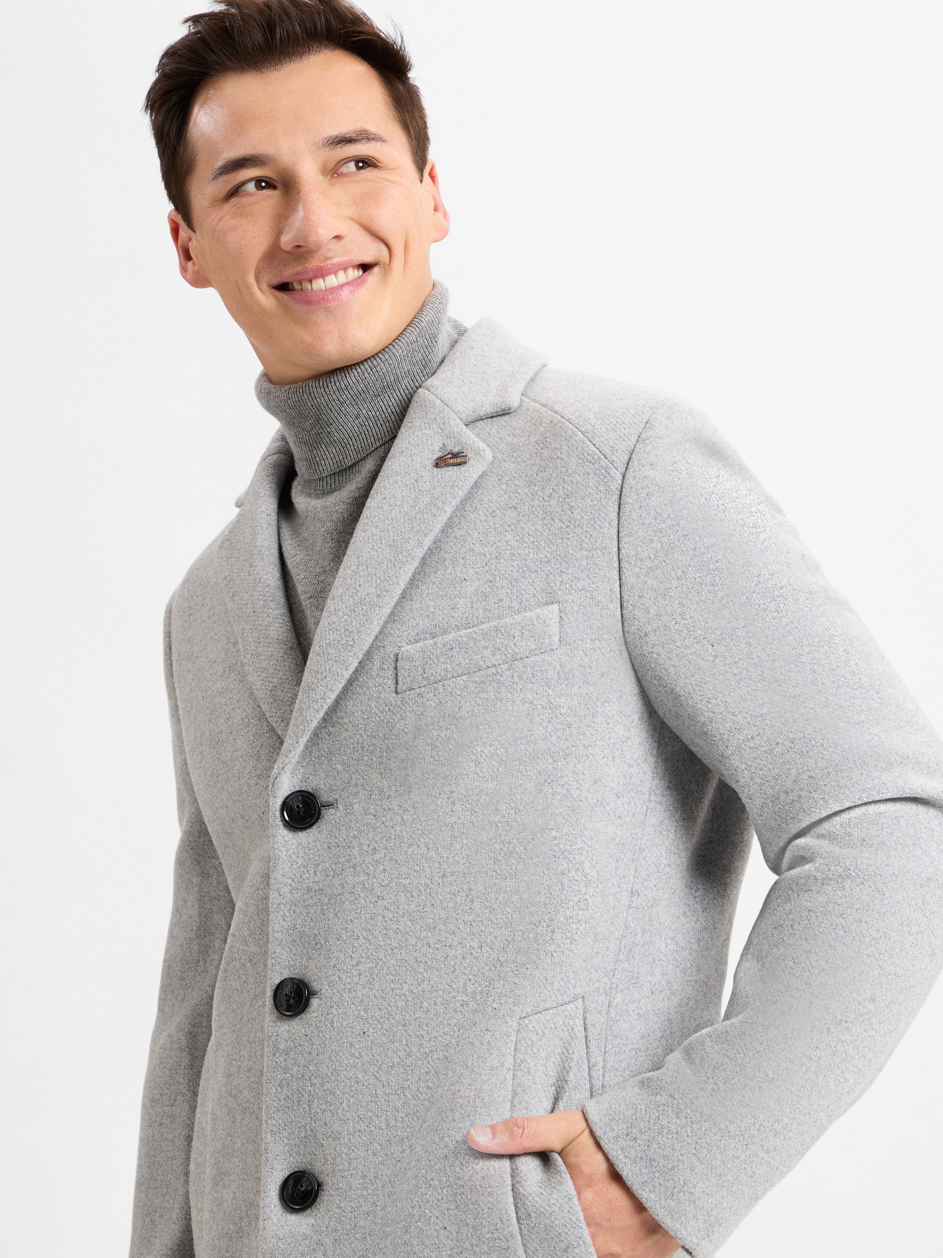Wollmantel Mantel Hellgrau Herren Graue Herren Wollmäntel Online