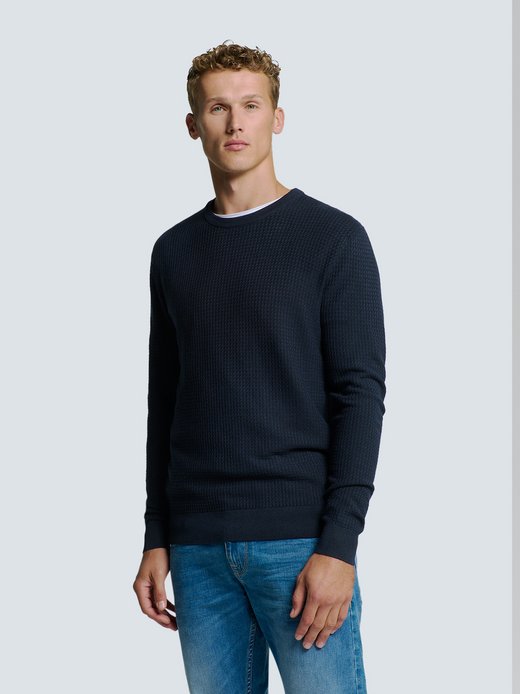 Herren Zweifarbiger Rundhals-Pullover