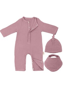 Artikelbild Jungen Baby Strampler von Mababu in altrosa uni