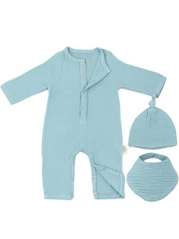 Artikelbild Jungen Baby Strampler von Mababu in hellblau uni