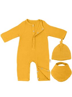 Artikelbild Jungen Baby Strampler von Mababu in gelb uni