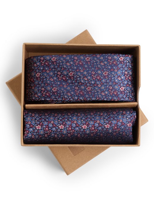 Krawat męski i poszetka z jedwabiu