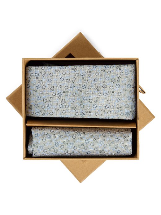 Krawat męski i poszetka z jedwabiu