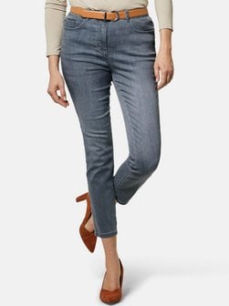Artikelbild Kurzgröße:  Verkürzte Jeanshose ANNA von Goldner in hellgrau uni