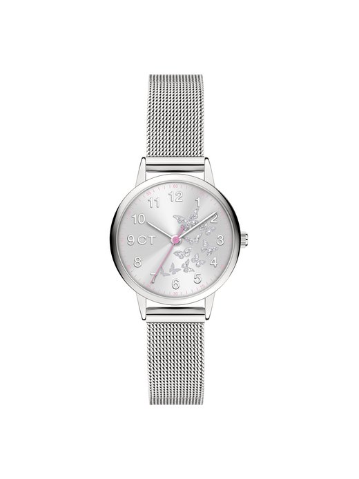 Mädchen Armbanduhr  -  The Cool Mesh Silver Butterfly