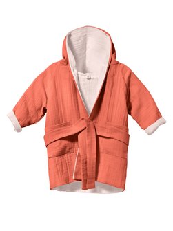 Artikelbild Mädchen Baby-Bademantel aus Musselin für Babys von Mababu in orange uni