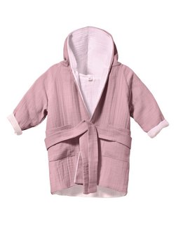 Artikelbild Mädchen Baby-Bademantel aus Musselin für Babys von Mababu in altrosa uni