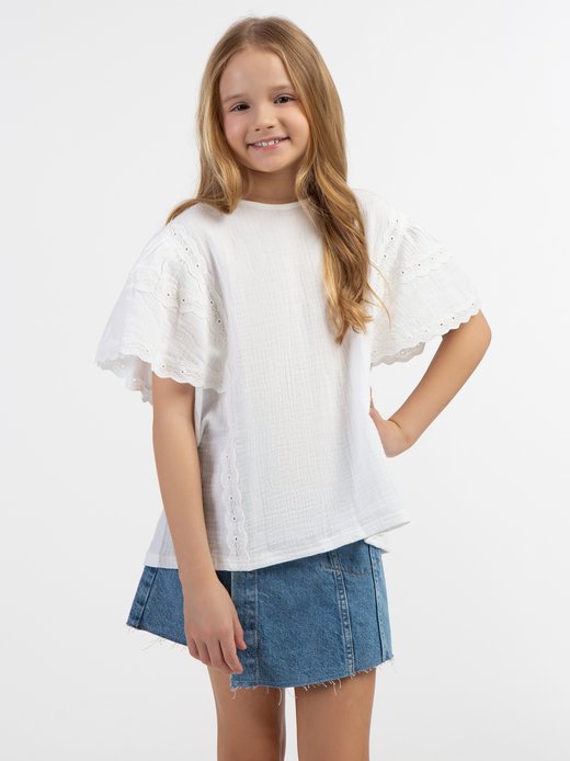 Mädchen Blusenshirt mit Spitze
