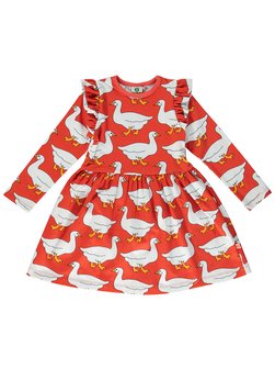 Artikelbild Mädchen Jerseykleid von Småfolk in rot gemustert