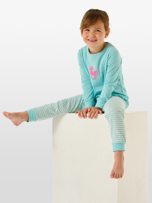 Mädchen Langer Schlafanzug  -  Basic Kids