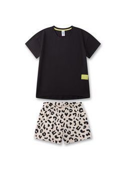 Artikelbild Mädchen Pyjama von Sanetta in schwarz bedruckt