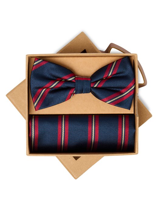 Męska jedwabna muszka i poszetka