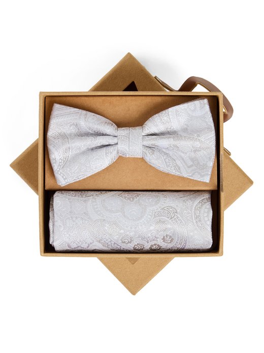 Męska jedwabna muszka i poszetka