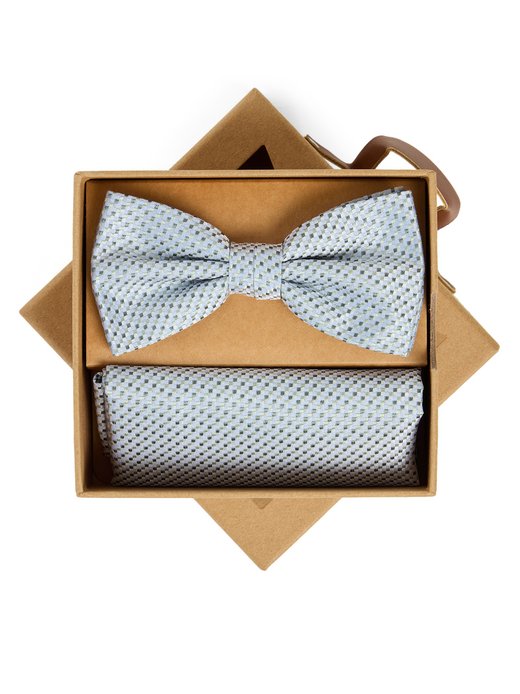 Męska jedwabna muszka i poszetka