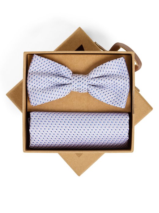 Męska jedwabna muszka i poszetka