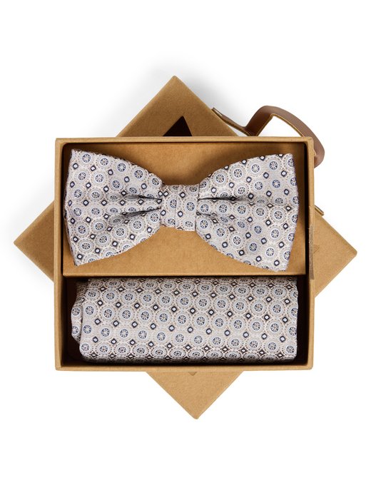 Męska jedwabna muszka i poszetka